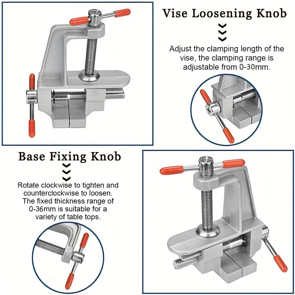 Multi-functional Aluminum Alloy Bench Vise, DIY Jewelry Electronics Workbench Mini Clamp, Manual Hand Tool, Metal Construction, No Electricity Required