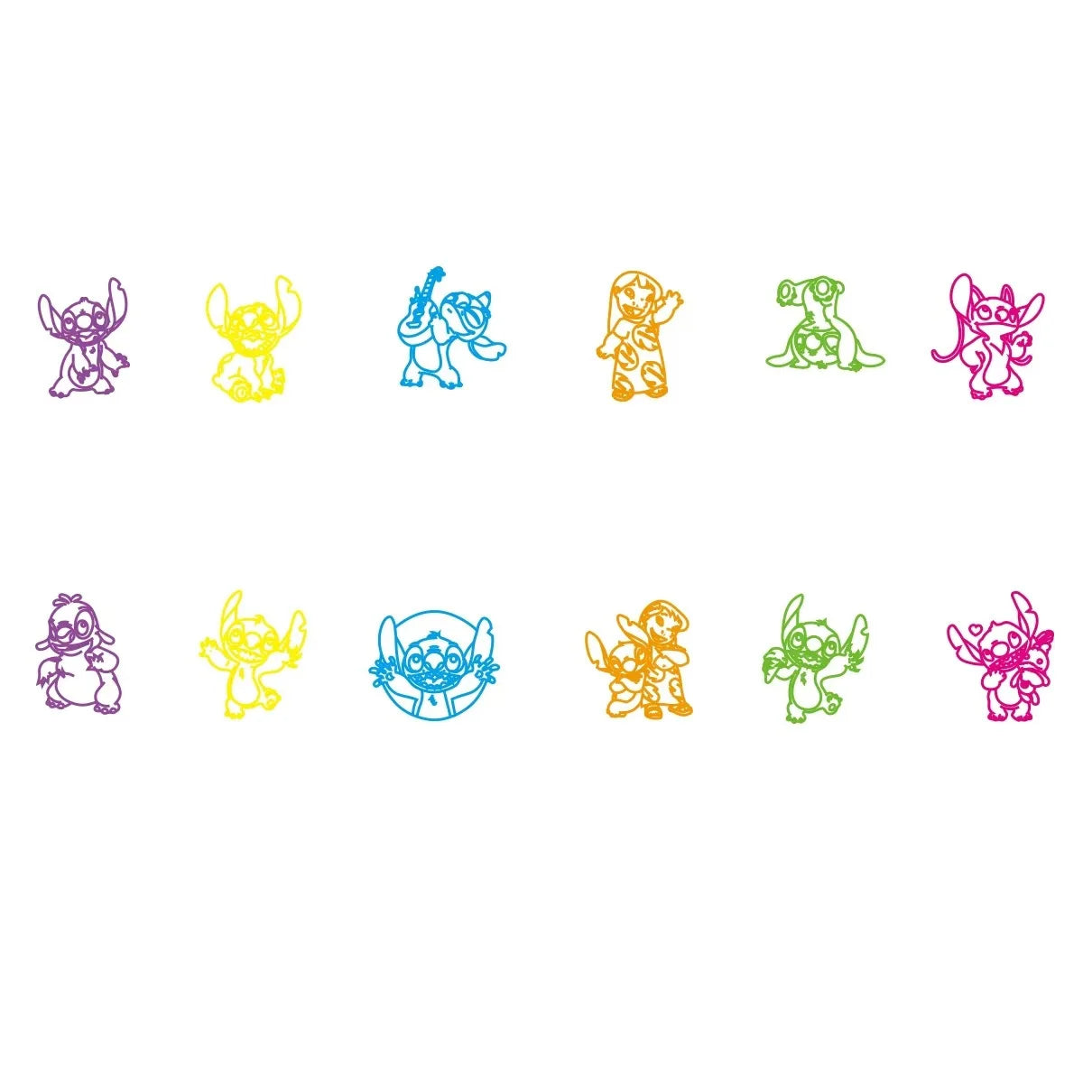 12pcsLilo & Stitch Stitch Self-Inking Stamp Set - Fun Cartoon Designs For Party Favors& Activities