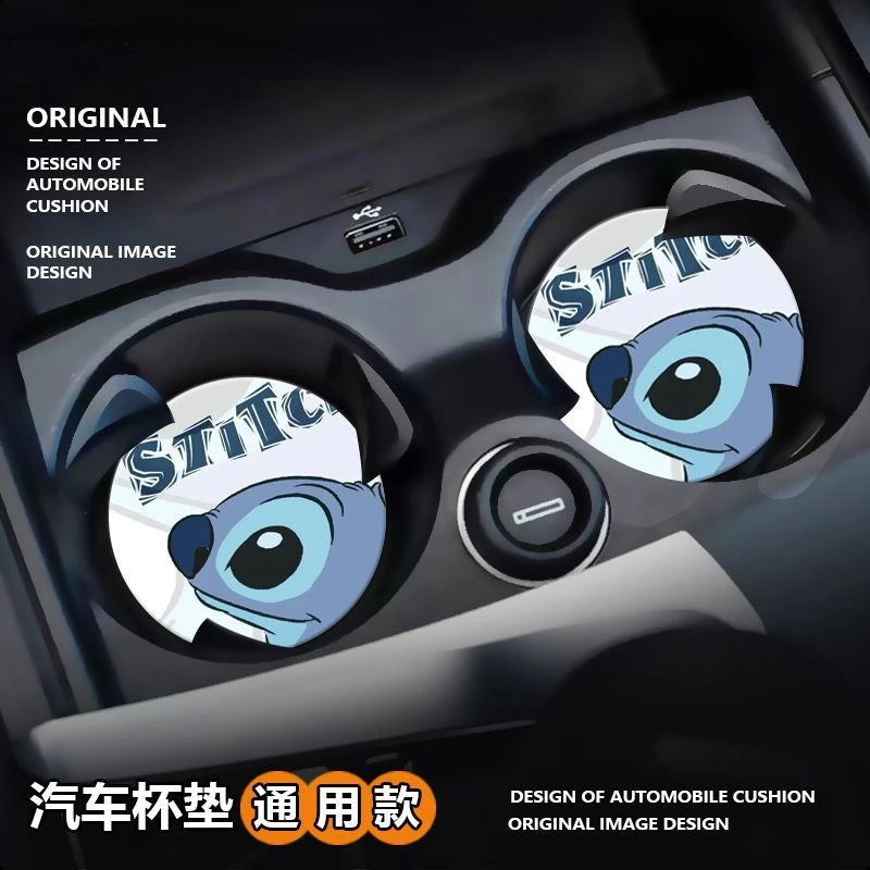 Stitch cute cartoon animation peripheral car storage non-slip mat car interior decoration creative personality water coaster