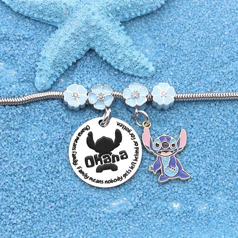 Cartoon Character Stitch Card Bracelet Adjustable Size Stainless Steel Bracelet Fashion Students Birthday Anime Accessories Gift