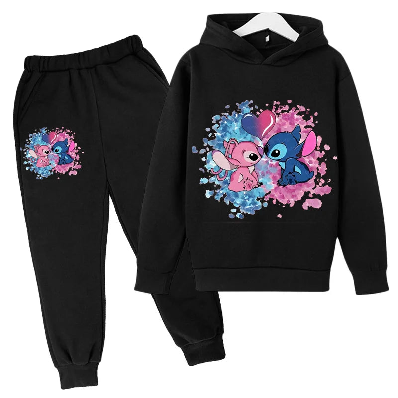 Stitch Man Spring and Autumn Boys and Girls Fashion Casual Sports Hoodies and Pants Set