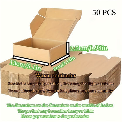 50pcs Brown Corrugated Mailer Boxes, 5.91x3.94x1.57inch, Triple Layer Extra Hard, Lid Included for Shipping Crafts, Electronics, Fragile Items - No Odor, Ideal for Small Businesses and Gift Packaging, Shipping Supplies | Neut