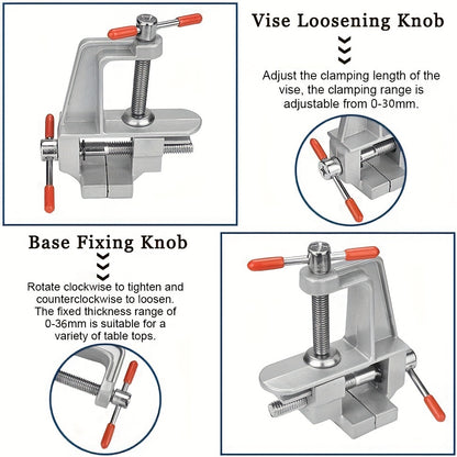 Multi-functional Aluminum Alloy Bench Vise, DIY Jewelry Electronics Workbench Mini Clamp, Manual Hand Tool, Metal Construction, No Electricity Required