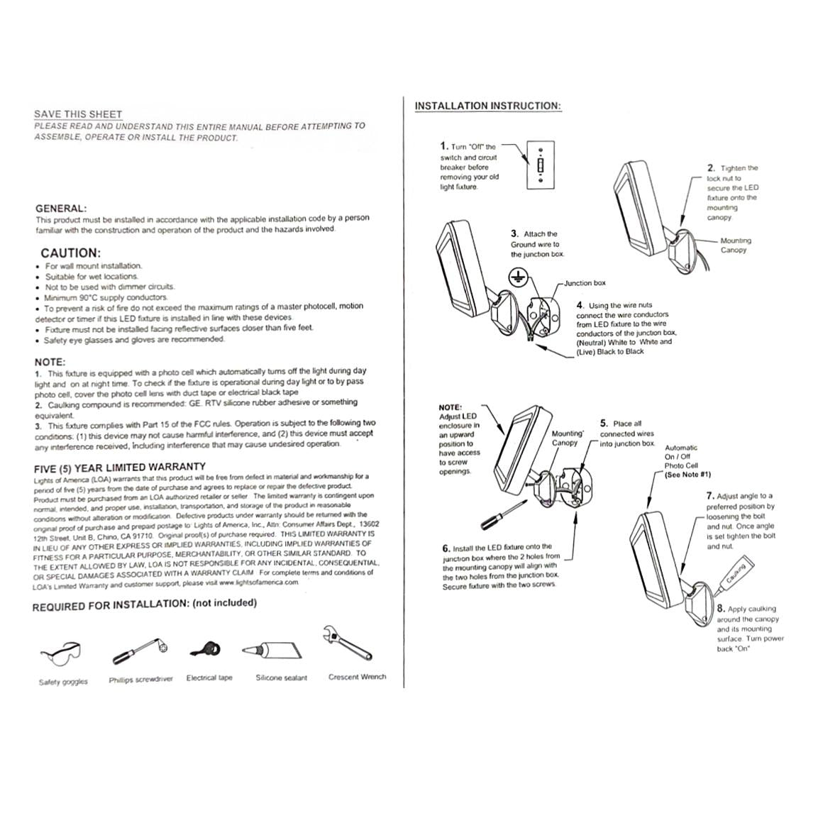 Outdoor LED Flood Light, 4000 Lumens, 5000K Cold Light, 50 Watts, Dusk to Dawn Sensor, Water Resistant, Work in Cold Weather