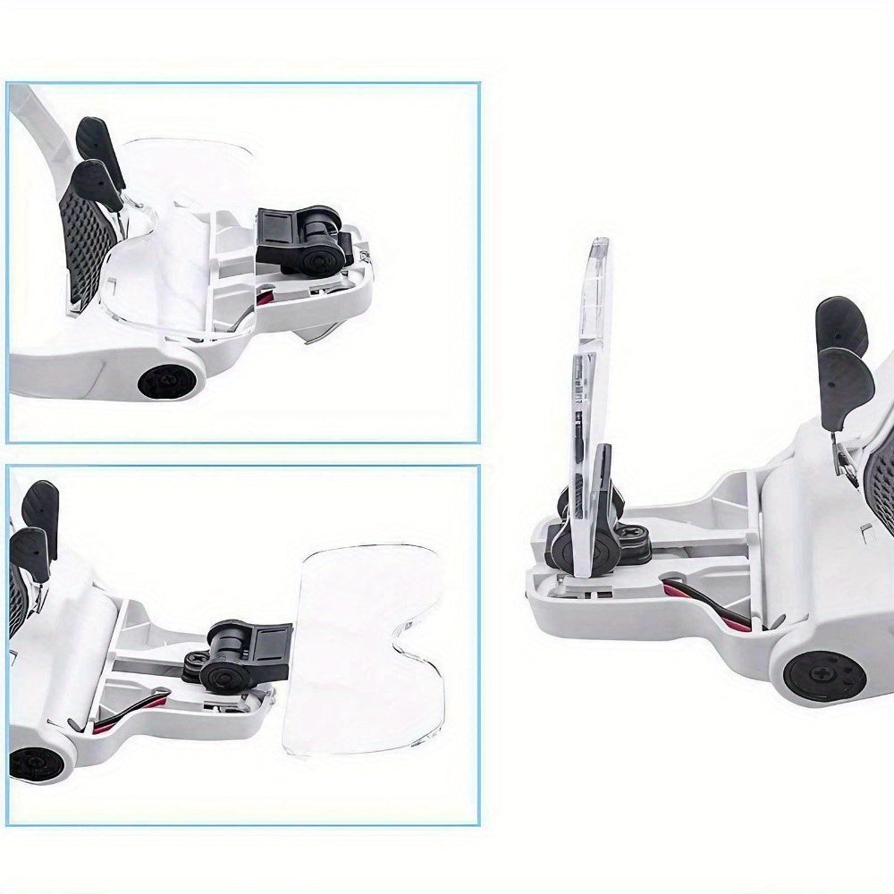 Head-Mounted Magnifier - LED Illumination, Adjustable Headband, Battery Powered with 5 Interchangeable Lenses 1.0X, 1.5X, 2.0X, 3.0X, 4.0X for Reading, Repairing, Jewelry Making, Electronics Maintenance, and Fine Work - Light