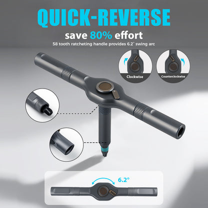 VMAN 24-in-1 Magnetic Ratchet Screwdriver Set with S2 Steel Bits & Flexible Shaft - Heavy-Duty Torque Wrench Kit with Ergonomic Handle, Impact-Resistant Case for DIY, Furniture Assembly, Electronics Repair, Bicycle Maintenanc