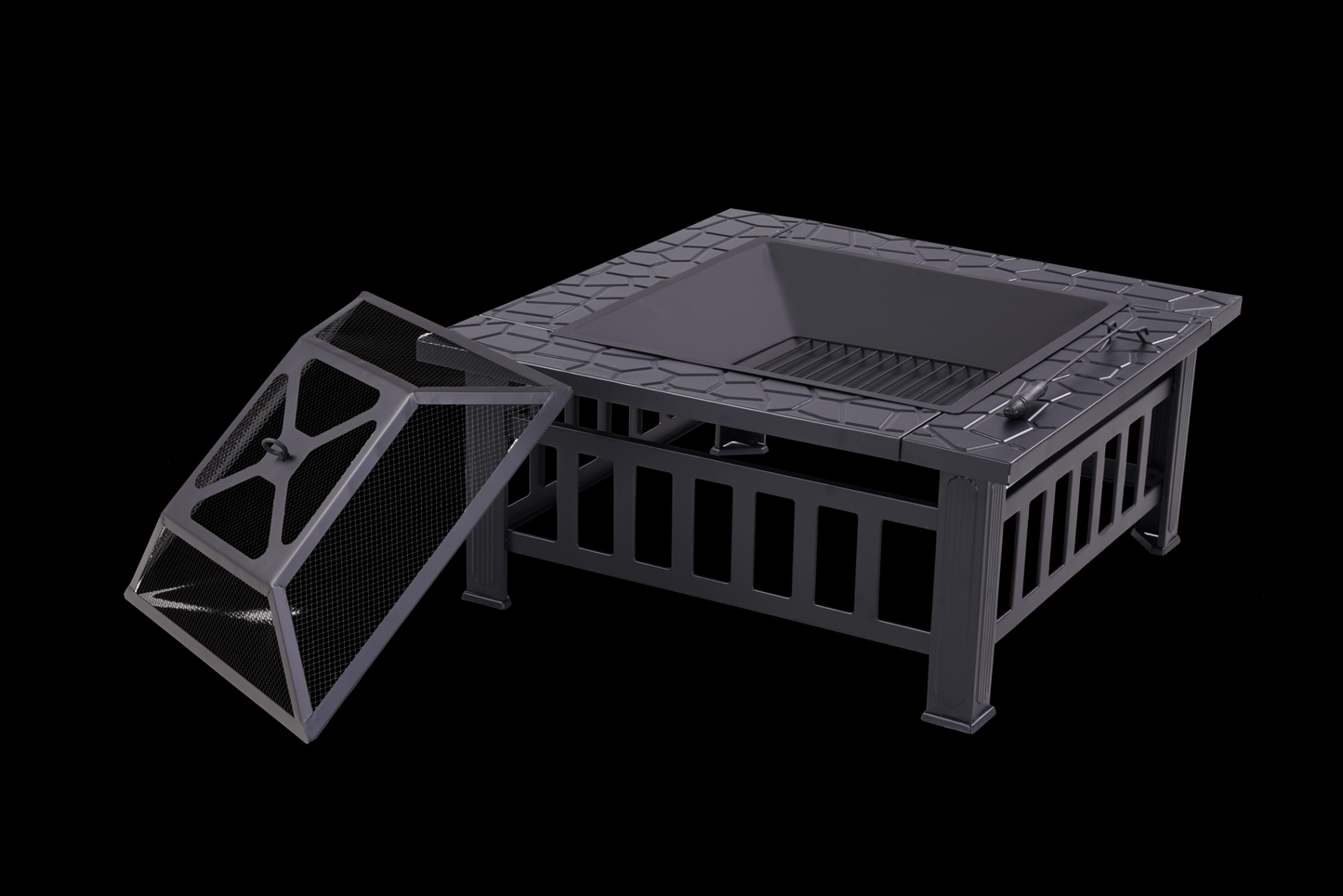 32 inch Outdoor Fire Pit Table Outside Backyard Patio Square Firepit Table