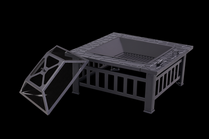 32 inch Outdoor Fire Pit Table Outside Backyard Patio Square Firepit Table