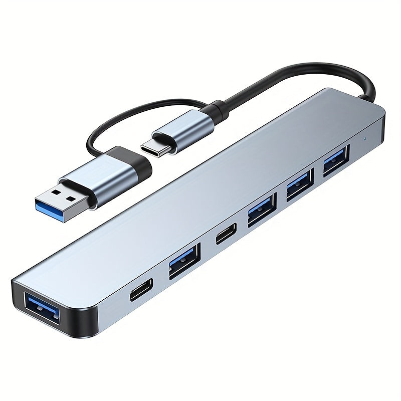 USB C Adapter, 7-in-1 USB Extender With Aluminum Alloy Housing, USB 3.0 Splitter With 1 USB 3.0, 4 USB 2.0 And 2 USB C Ports, For Electronics, Computers And Accessories, Peripherals, Port Adapters