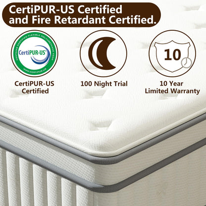 High Quality 12" Twin Diamond Innerspring Hybrid And Cooling Gel Memory Foam Mattress, Pressure Relief, And Motion Isolation