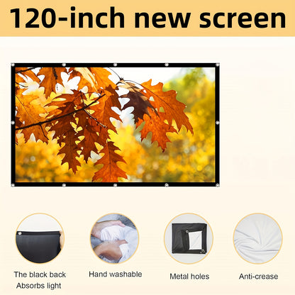 120/100/84 Inch Portable Foldable Wrinkle-Resistant Projection Screen with Carry & Stands - 16:9 Widescreen HD Clarity for Home Theater, Outdoor Movies, Office, Gaming - Lightweight Durable Indoor/Outdoor Projector Screen (No