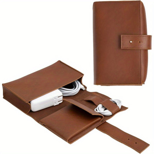 Electronic Organizer Travel Case, Travel Cable Organizer, Wire Organizer for The Road, Electronics Travel Organizer, Electronics Storage Bag, Full Grain Faux Leather. Add Organization to Your Power Cords
