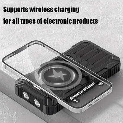 10000mAh/20000mAh Solar Powered Power Bank with Flashlight/USB/Type-C/Micro Interface/compass for Mobile Digital Electronics Devices, Durable and Long-lasting, Travel Camping, LED Flashlight, Hiking Buckle. The Best Gift for