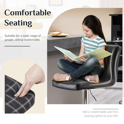 Bar Stools Set of 2, Counter Height Barstools,Square Seat Cushion Barstool with Back, Height Adjustable PU Leather Swivel Barstool ,White