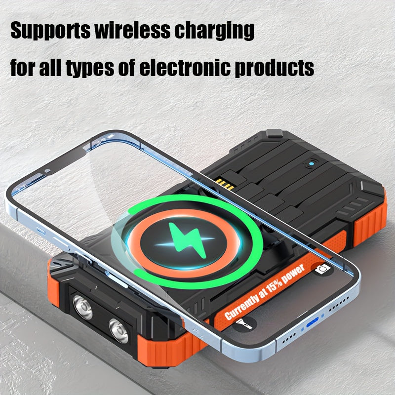 10000mAh/20000mAh Solar Powered Power Bank with Flashlight/USB/Type-C/Micro Interface/compass for Mobile Digital Electronics Devices, Durable and Long-lasting, Travel Camping, LED Flashlight, Hiking Buckle. The Best Gift for