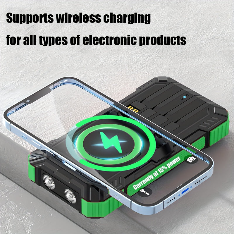 10000mAh/20000mAh Solar Powered Power Bank with Flashlight/USB/Type-C/Micro Interface/compass for Mobile Digital Electronics Devices, Durable and Long-lasting, Travel Camping, LED Flashlight, Hiking Buckle. The Best Gift for