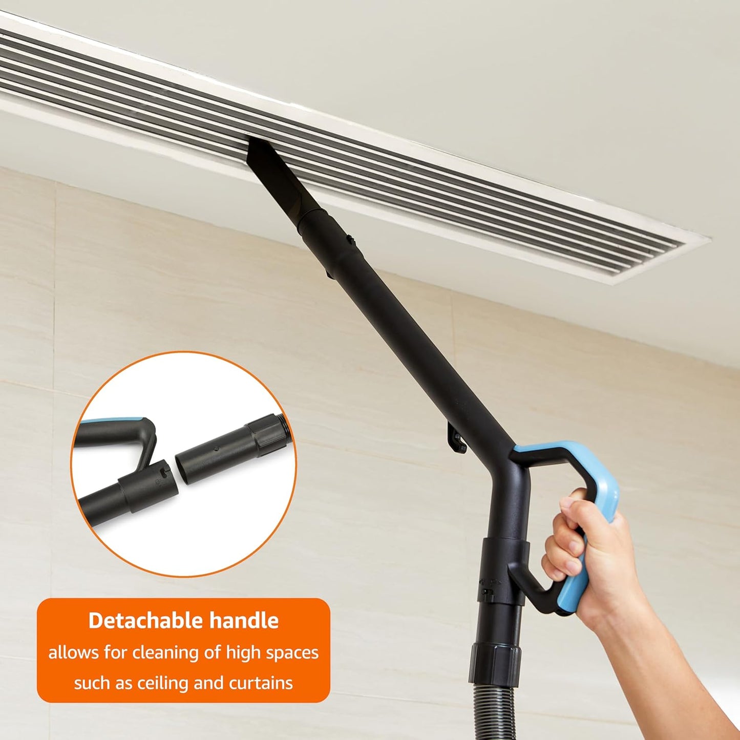 Amazon Basics Upright Bagless Vacuum Cleaner for Carpet and Hard Floors, With Crevice and Upholstery Tools, Detachable Handle, Lightweight (8.4 lbs), 1.7L Dust Cup, 720W, 25ft Cord, Black/White