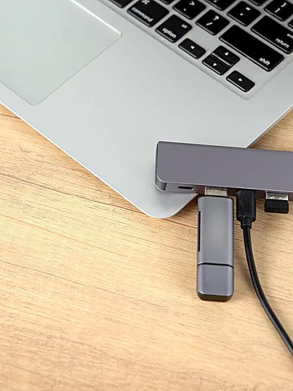 USB C Adapter, 7-in-1 USB Extender With Aluminum Alloy Housing, USB 3.0 Splitter With 1 USB 3.0, 4 USB 2.0 And 2 USB C Ports, For Electronics, Computers And Accessories, Peripherals, Port Adapters