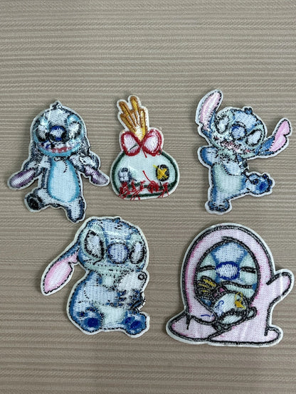 1pcs Cartoon Anime Stitch Iron on Patches for Clothing T-shirt bag shose Stitch Patch Garment stickers embroidery cloth sticker