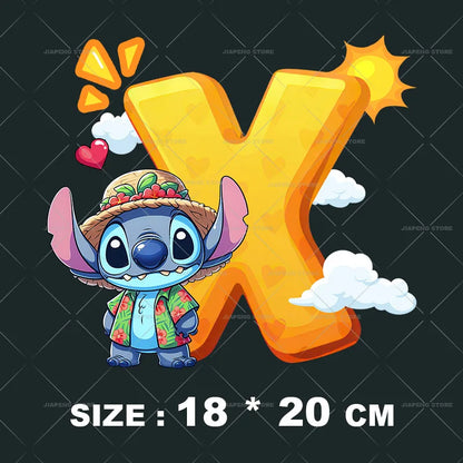 Cartoon Stitch Patches for Clothes Heat Transfer Patch On Clothing Stickers DIY T-Shirt Hoodies Accessory A-Z 26 English Letters