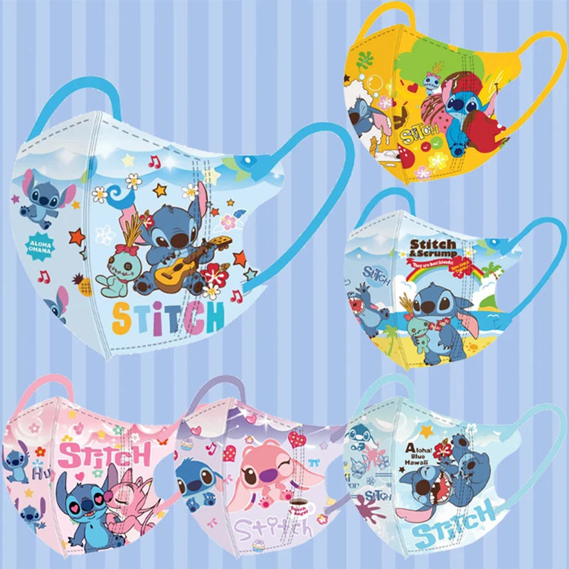 Stitch Mask Cartoon 3D Pattern Face Mask Thin Section Breathable 10 Pcs/pack Independent Package Disposable Earloop Style Masks