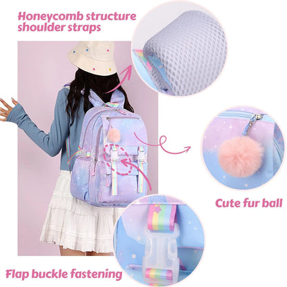 Stitch Large Capacity Backpack Casual Nylon Cute Daypack Cartoon Anime Schoolbag Girl Travel Commute Knapsack Mochila