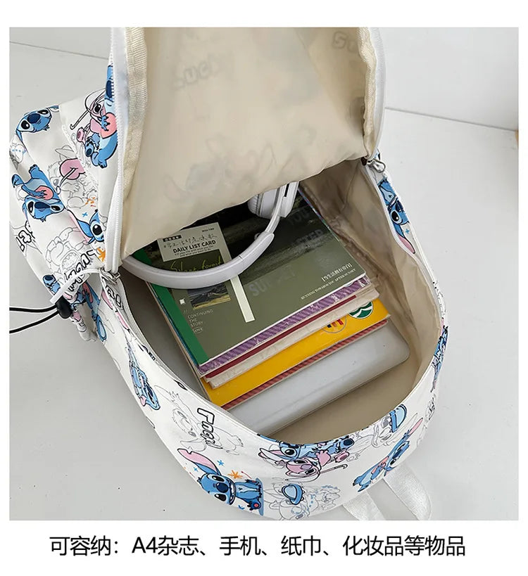 Cartoon Stitch Student Schoolbag Nylon Printed Versatile Large Capacity Lightweight Student Casual Bag Backpack Back to school