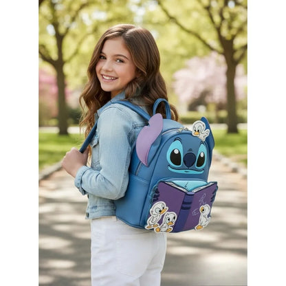 Stitch Children's Backpack Baby Lady Bags Stitch PU Leather Women Double Shoulder Bags