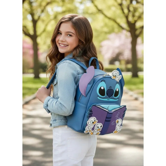 Stitch Children's Backpack Baby Lady Bags Stitch PU Leather Women Double Shoulder Bags