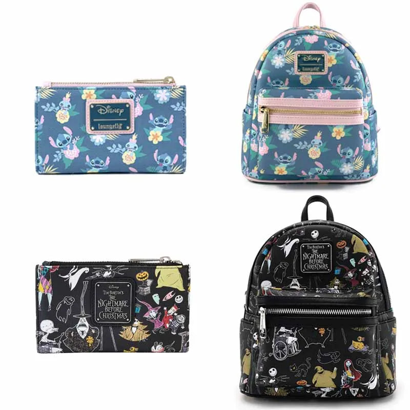 Stitch Womens Double Strap Shoulder Bag Purse PU Backpack The Nightmare Before Christmas Mini Backpack Halloween Cosplay Bag