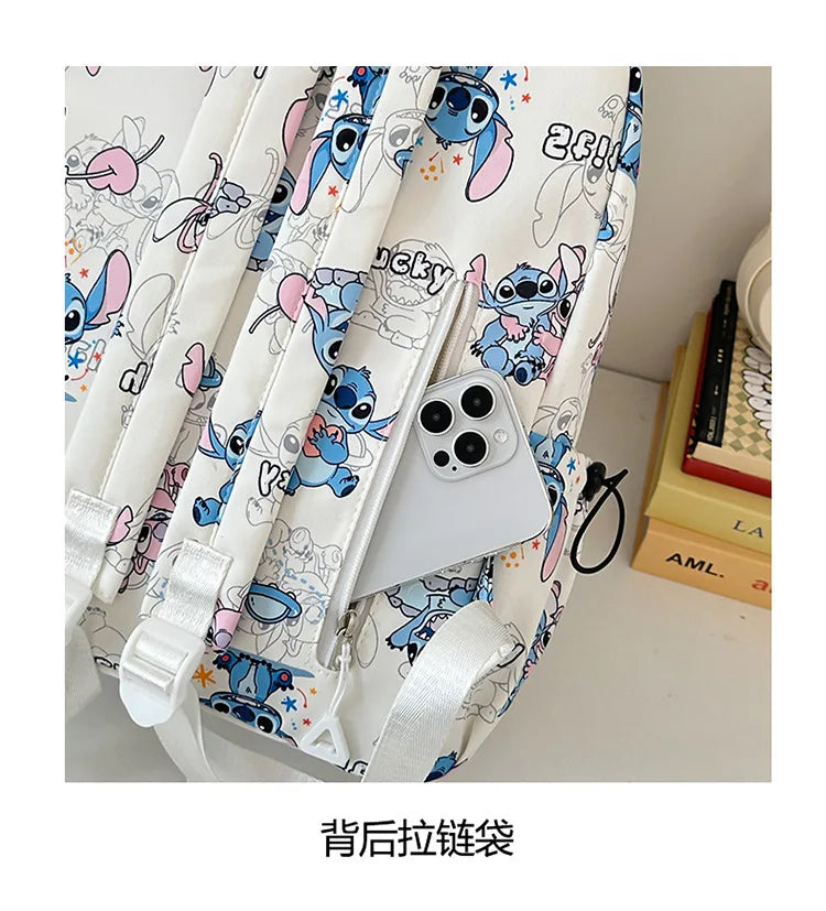 Cartoon Stitch Student Schoolbag Nylon Printed Versatile Large Capacity Lightweight Student Casual Bag Backpack Back to school
