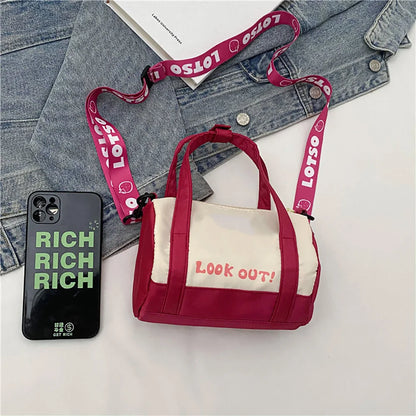 Stitch Canvas Bucket Bag Cute Cartoon Handbag Casual All-match Crossbody Bag Portable Anime Satchel Tote Women Fashion Backpacks