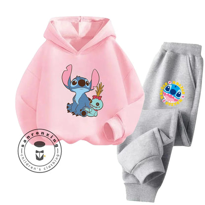 Stitch Fashion 2025 Cartoon Printed Hoodie Set 2D For Children Teenagers Boys Girls Casual Hot Sale Autumn Winter