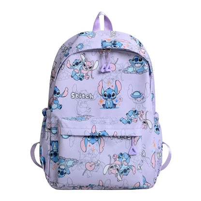 Stitch Cartoon Backpack Large Capacity Lightweight Travel Bag Trendy Unisex Daypack For School College
