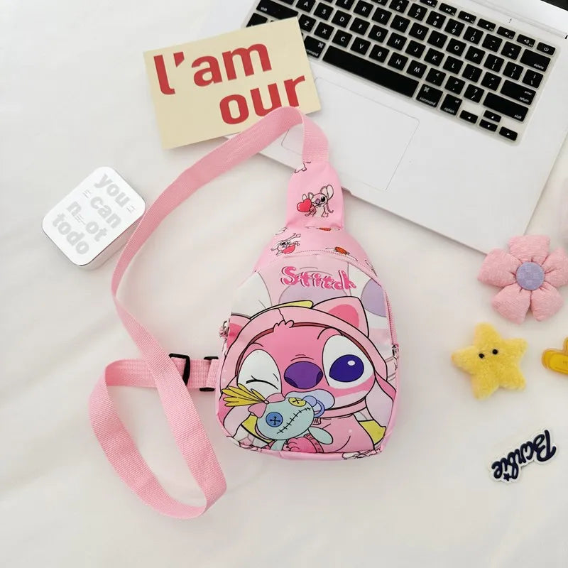 Kids Stitch Shoulder Bags Cartoon Chest Bag for Boys Girls Travel Satchel Casual Portable Totes Kawaii Backpacks Birthday Gifts