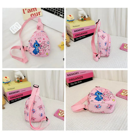 Kids Stitch Shoulder Bags Cartoon Chest Bag for Boys Girls Travel Satchel Casual Portable Totes Kawaii Backpacks Birthday Gifts