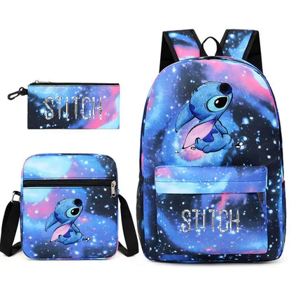 3pcs/Set Stitch Kids Backpack Cartoon Stitch Print Kindergarten Pencil Case Boy Girl Shoulder Bag Children Schoolbag Gift