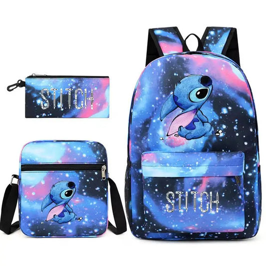 3pcs/Set Stitch Kids Backpack Cartoon Stitch Print Kindergarten Pencil Case Boy Girl Shoulder Bag Children Schoolbag Gift