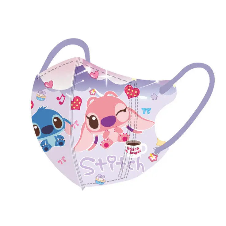 Stitch Mask Cartoon 3D Pattern Face Mask Thin Section Breathable 10 Pcs/pack Independent Package Disposable Earloop Style Masks