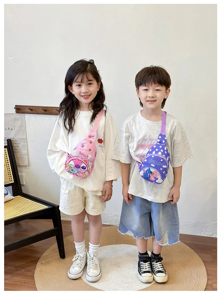 Kids Stitch Shoulder Bags Cartoon Chest Bag for Boys Girls Travel Satchel Casual Portable Totes Kawaii Backpacks Birthday Gifts