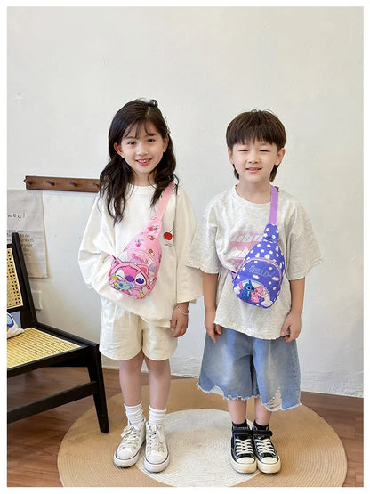 Kids Stitch Shoulder Bags Cartoon Chest Bag for Boys Girls Travel Satchel Casual Portable Totes Kawaii Backpacks Birthday Gifts