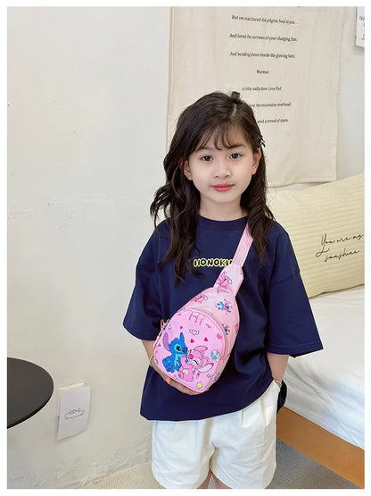 Kids Stitch Shoulder Bags Cartoon Chest Bag for Boys Girls Travel Satchel Casual Portable Totes Kawaii Backpacks Birthday Gifts