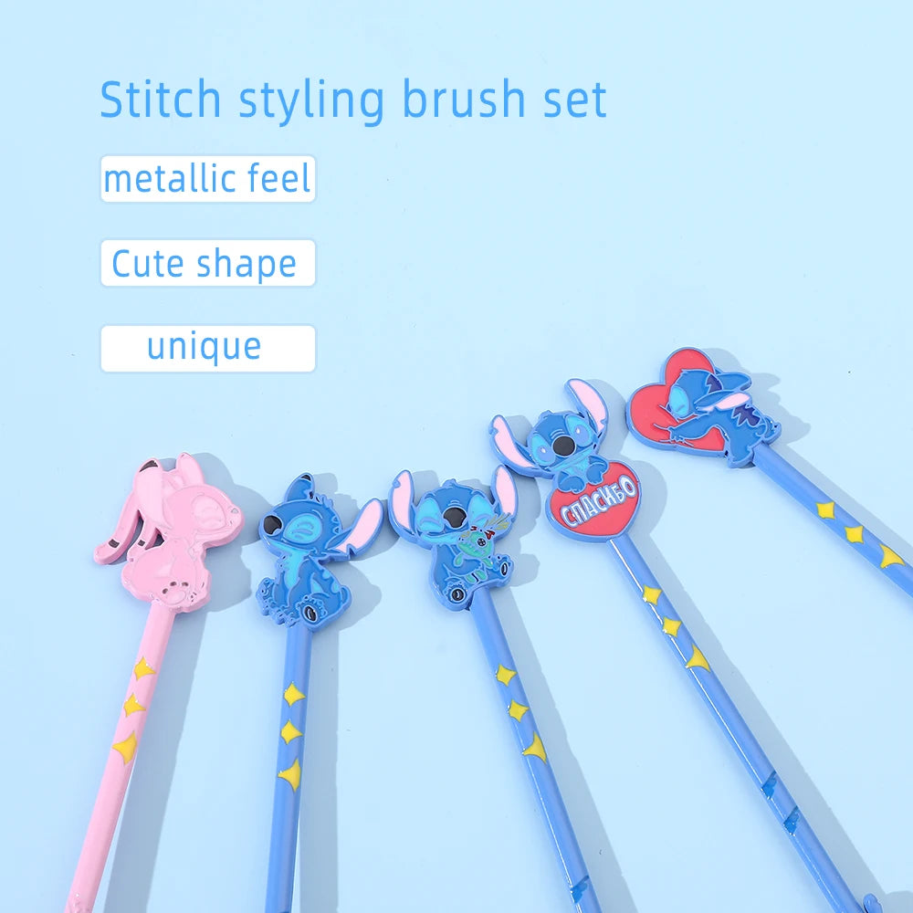 Cartoon cute Stitch makeup brush, soft fiber makeup brush, Stitch portable comb, Stitch eye shadow brush, suitable for girls' bi