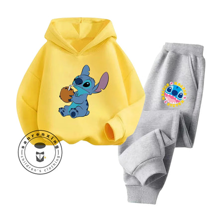 Stitch Fashion 2025 Cartoon Printed Hoodie Set 2D For Children Teenagers Boys Girls Casual Hot Sale Autumn Winter