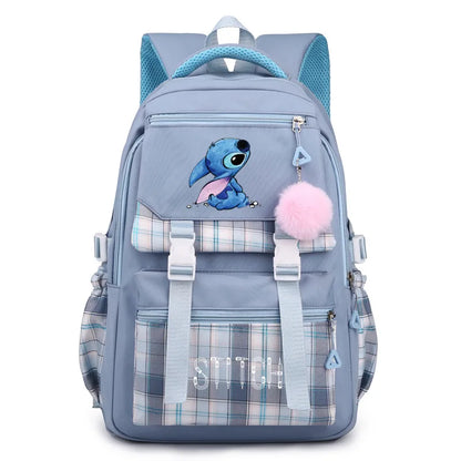 Stitch School Bags High School Student Backpack Female Large Capacity Junior High School Laptop Mochila Escolar