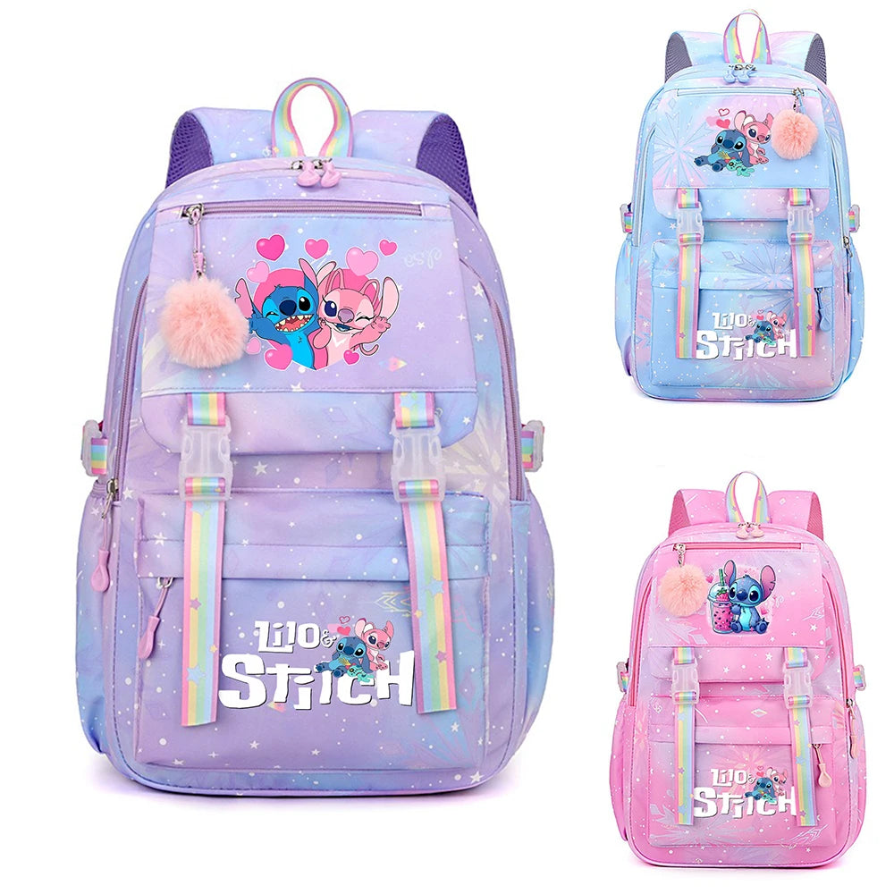 Stitch Kids Backpack Boy Girls Bookbag Bag Student Children Knapsack Schoolbag Rucksack Mochila Cartoon Anime Travel Commute Bag