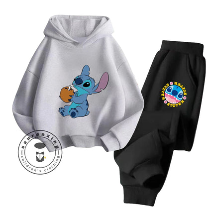 Stitch Fashion 2025 Cartoon Printed Hoodie Set 2D For Children Teenagers Boys Girls Casual Hot Sale Autumn Winter