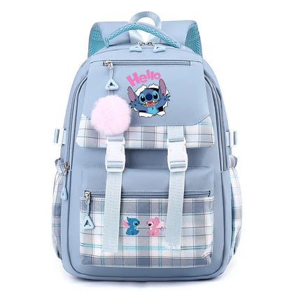 Stitch School Bags High School Student Backpack Female Large Capacity Junior High School Laptop Mochila Escolar