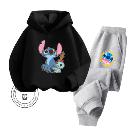 Stitch Fashion 2025 Cartoon Printed Hoodie Set 2D For Children Teenagers Boys Girls Casual Hot Sale Autumn Winter