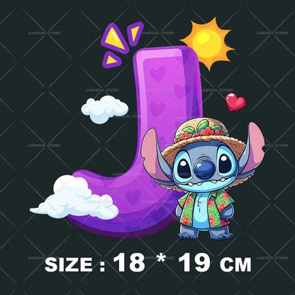 Cartoon Stitch Patches for Clothes Heat Transfer Patch On Clothing Stickers DIY T-Shirt Hoodies Accessory A-Z 26 English Letters
